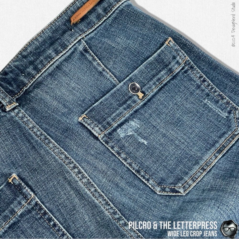 ANTHROPOLOGIE PILCRO & THE LETTERPRESS WIDE LEG CROP SAILOR JEANS SIZE 28 - Picture 9 of 13